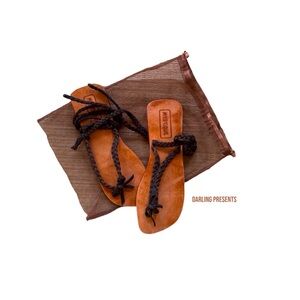 Mystique  Braided Strap Flip Flop Sandals Women Color Brown Size 10